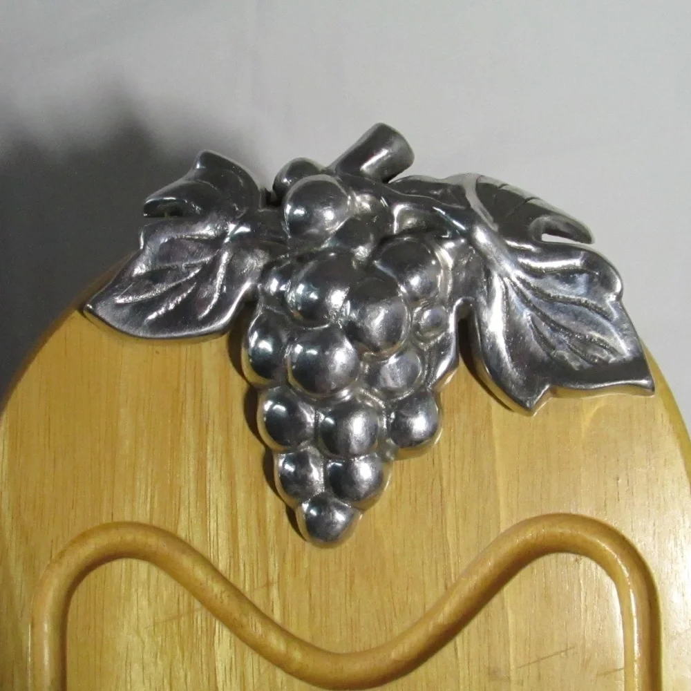 Corkscrew & VTG Charcuterie Board Silver Grapes